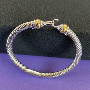 5 mm Buckle Bracelet in Sterling Silver with 18K Yellow Gold M